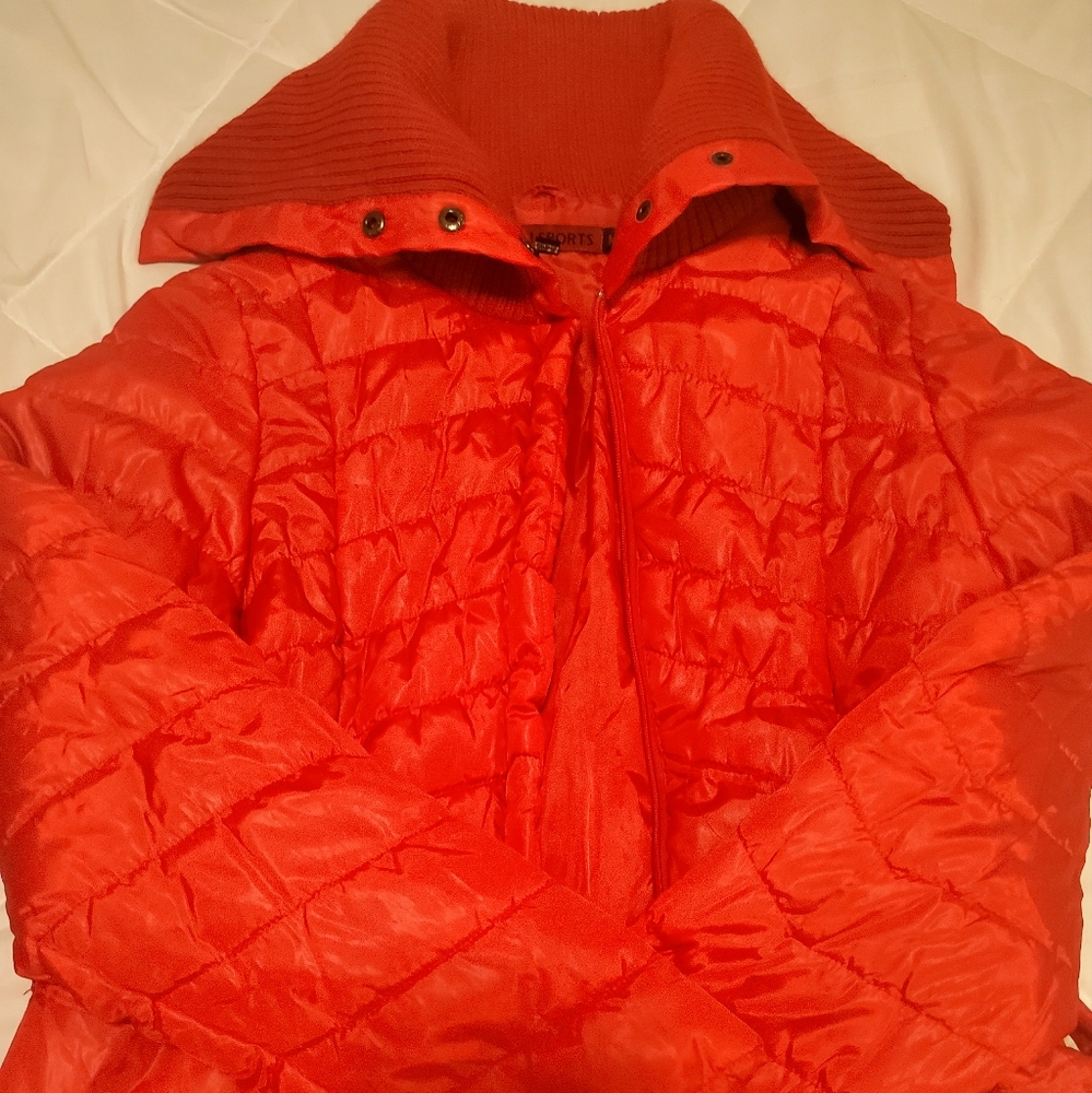 Red belted jacket
